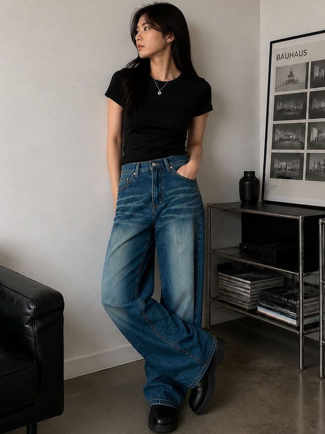 Line out line Women High-Rise Light Fade Cotton Jeans thumbnail 2