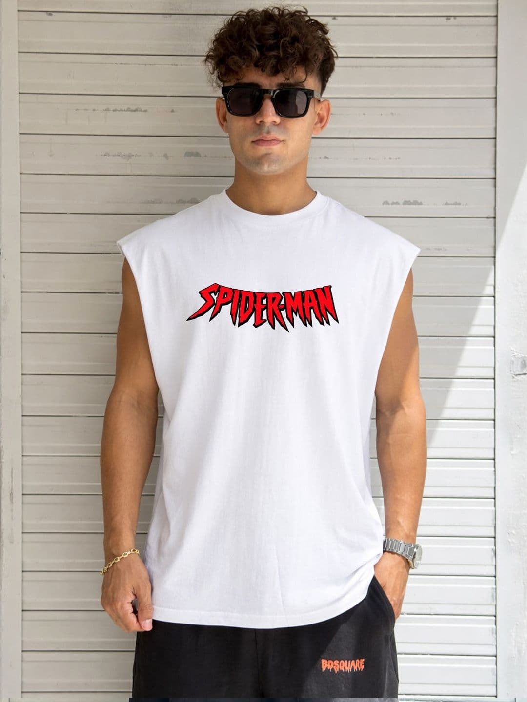 BDSQUARE Typography Printed Round Neck Cotton Oversized T-shirt - view 1