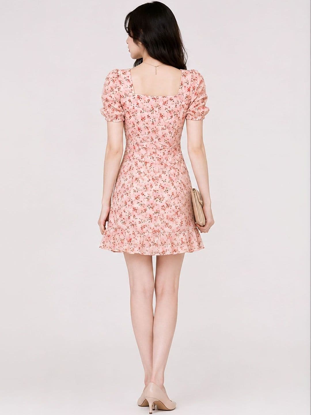DressBerry Floral Print Puff Sleeve Mini Dress thumbnail 3