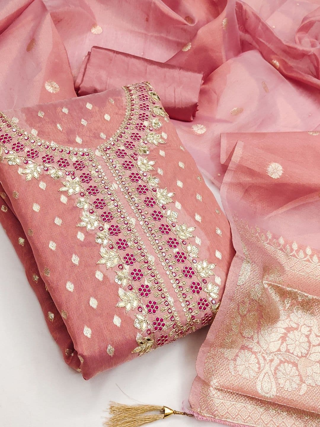 Rangtulika Ethnics Embroidered Unstitched Dress Material thumbnail 3