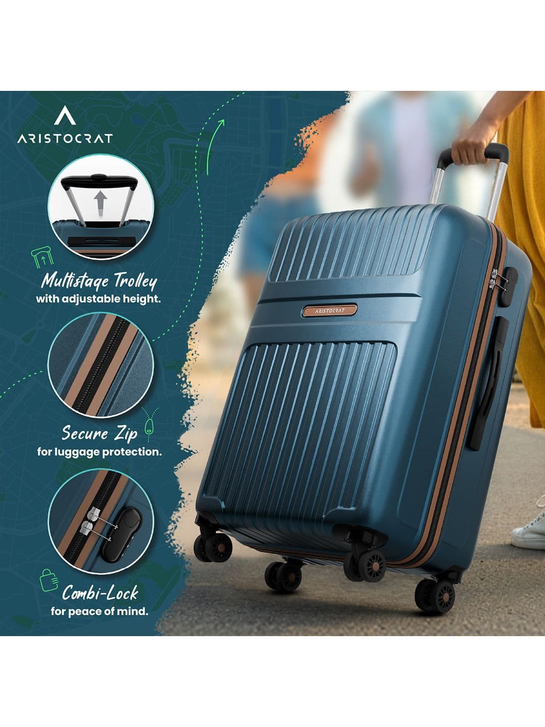 Aristocrat Atlas Unisex Textured Hard-Sided Medium Trolley Bag thumbnail 5