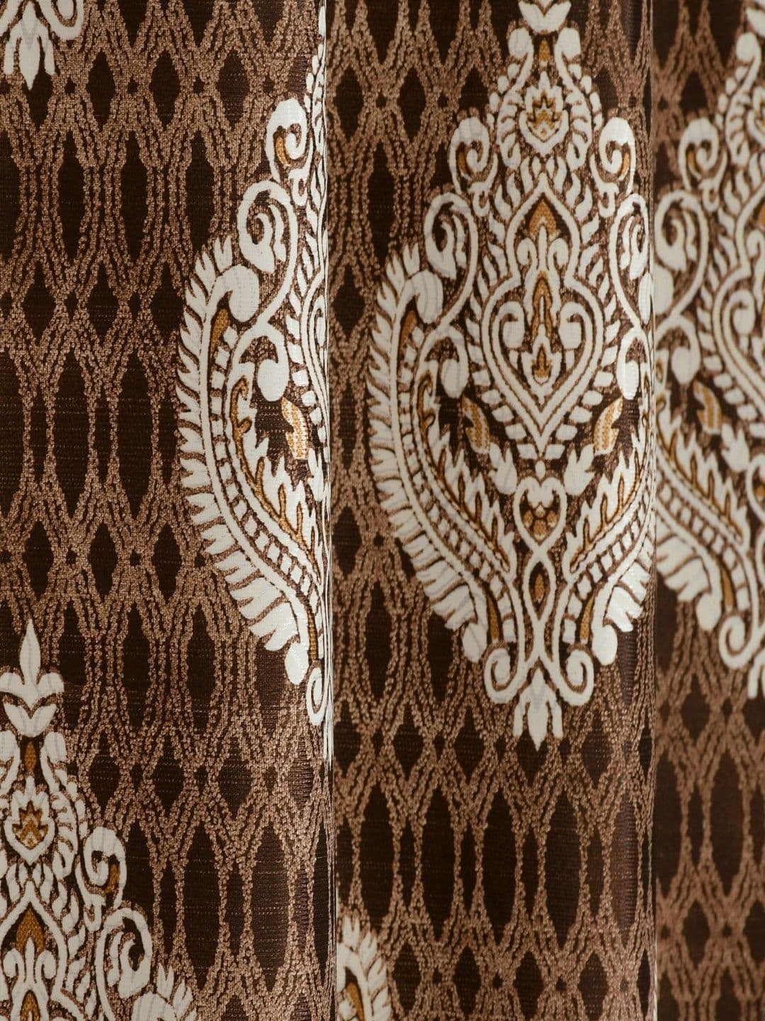 Aura Brown Set of 2 Ethnic Motifs Long Door Curtain thumbnail 2