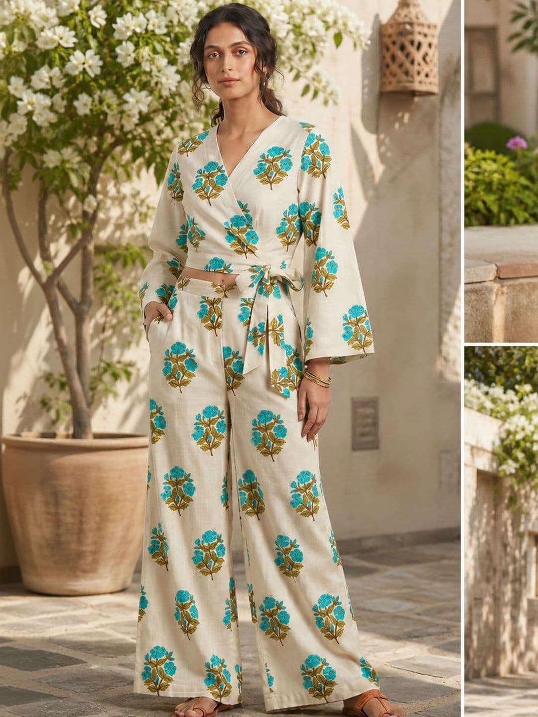 Anouk Bohemian Cotton Printed Top with Palazzos thumbnail 4