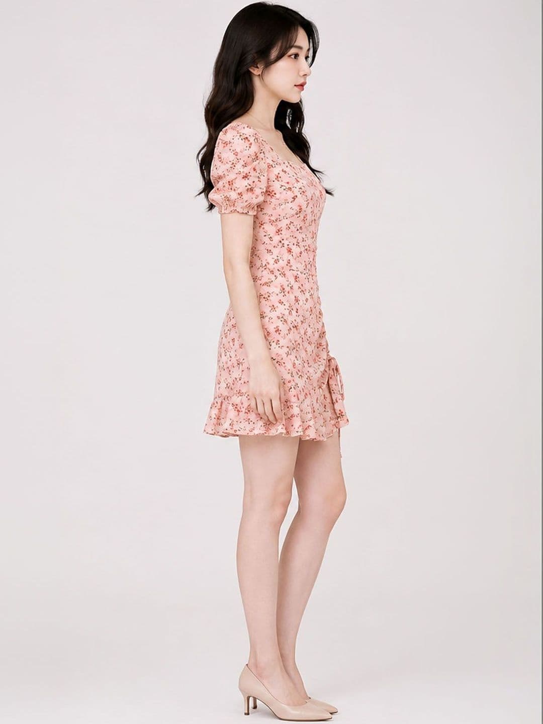 DressBerry Floral Print Puff Sleeve Mini Dress thumbnail 2