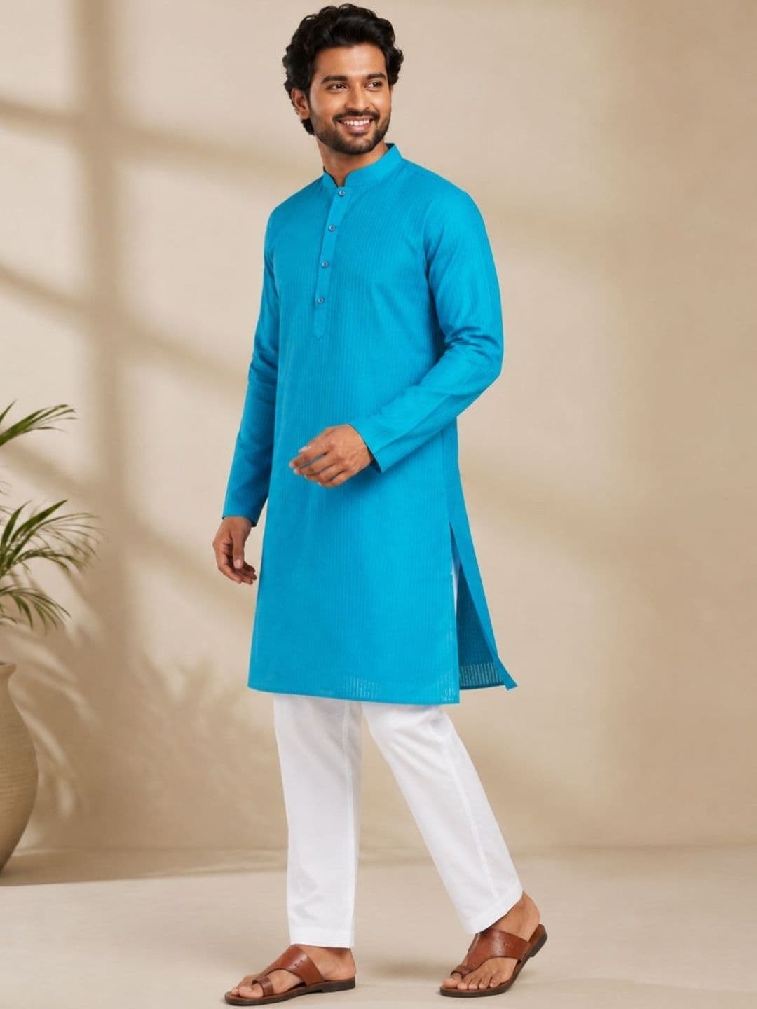 DEVOILER Men Striped Kurta thumbnail 2