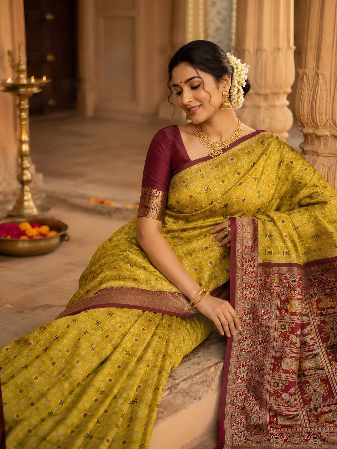 KAILASA Ethnic Motifs Zari Art Silk Handloom Kanjeevaram Saree thumbnail 2