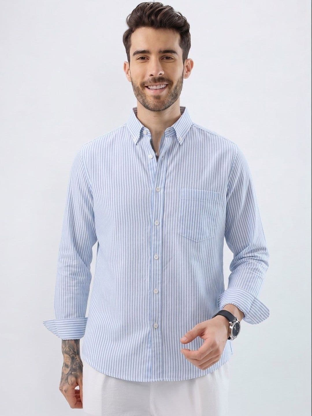 R.Code by The Roadster Life Co. Men Standard Striped Casual Shirt thumbnail 6
