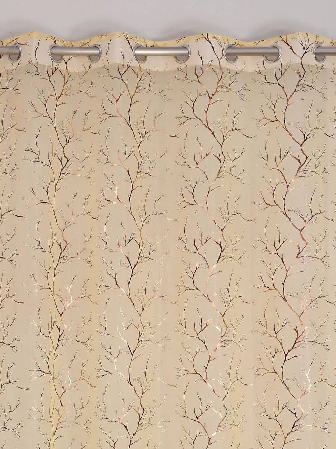 Aura Beige Set of 2 Sheer Long Door Curtain thumbnail 2