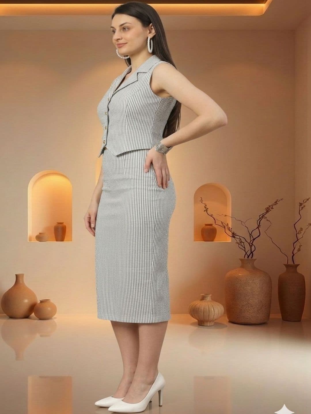JAKANARY Striped Vest Top with Skirt thumbnail 6