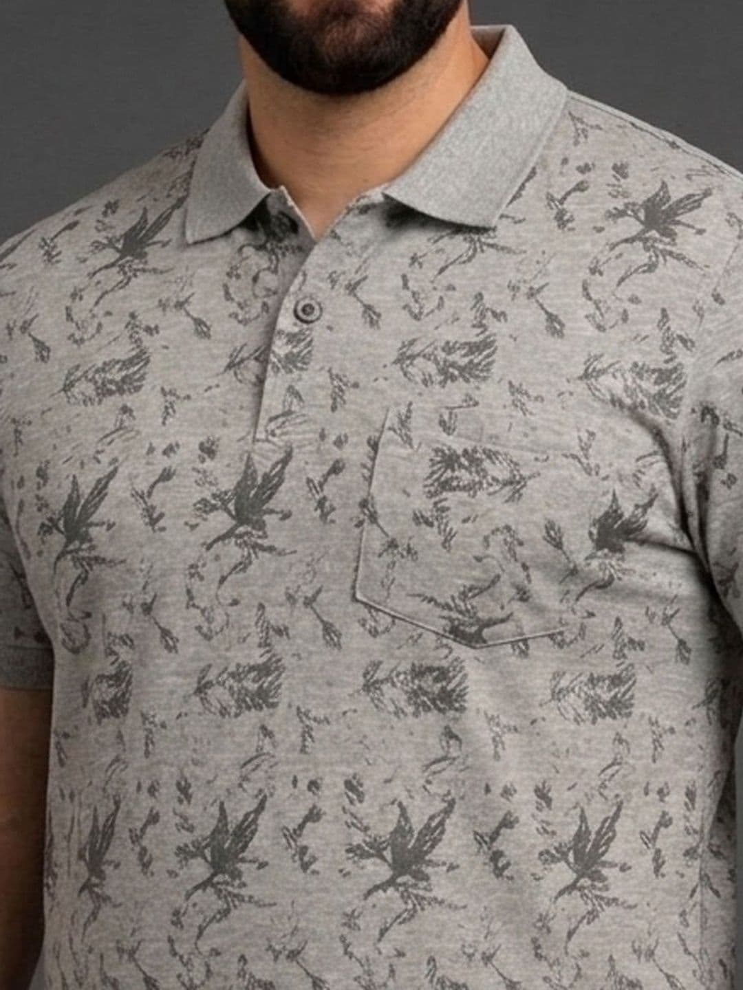 Mast & Harbour Men Printed Polo Collar Pockets T-shirt thumbnail 3
