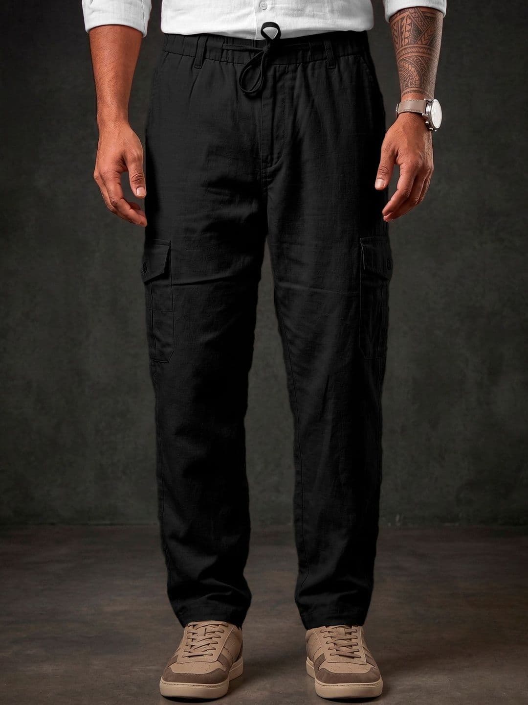 VOGAAN Men Relaxed Straight Fit Easy Wash Cargos Trousers thumbnail 5