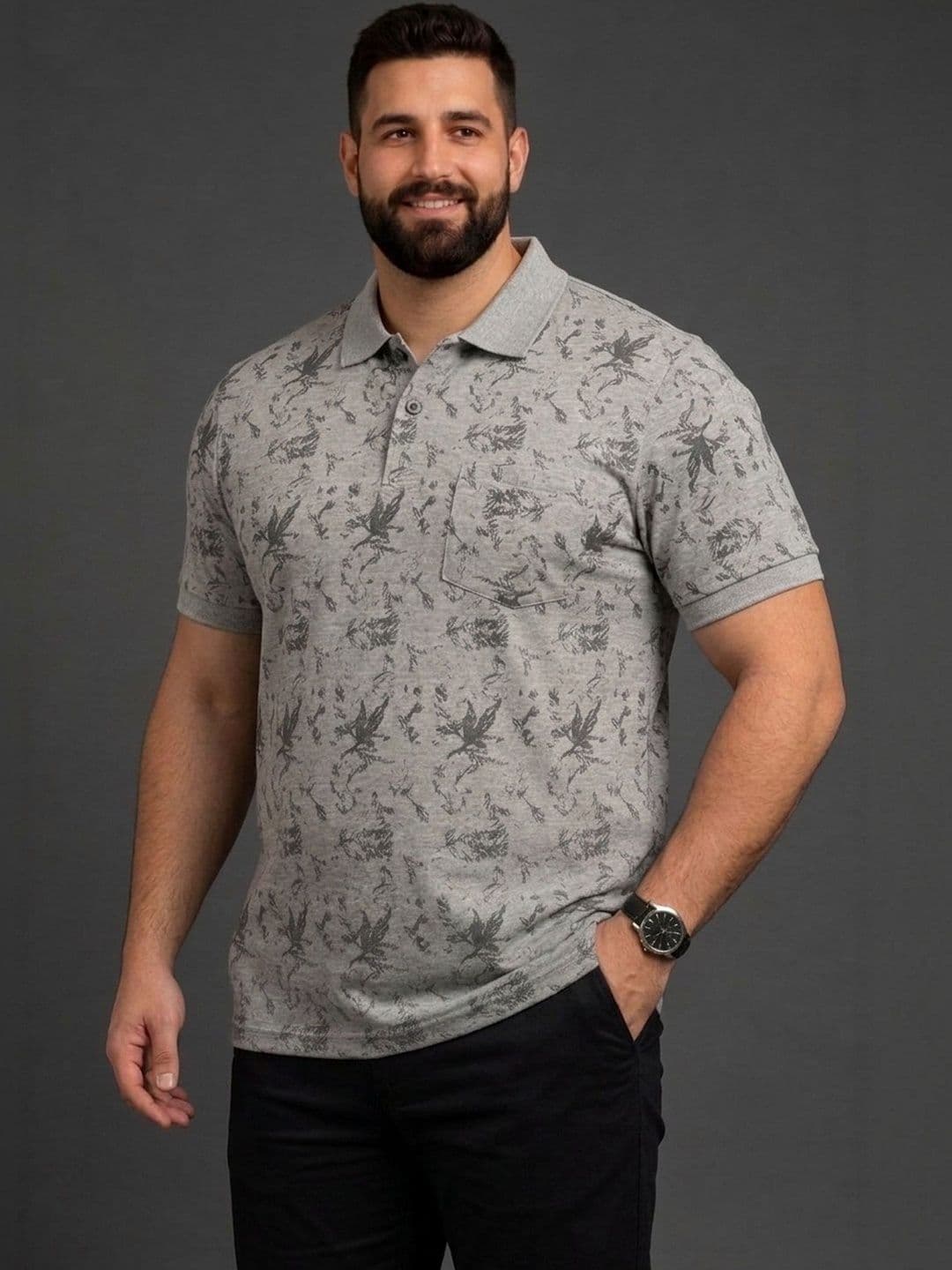 Mast & Harbour Men Printed Polo Collar Pockets T-shirt thumbnail 4