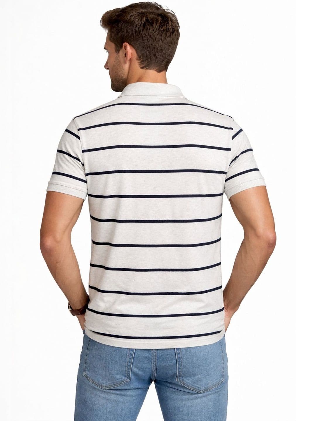 The Roadster Lifestyle Co Striped Polo Collar Tshirts thumbnail 2