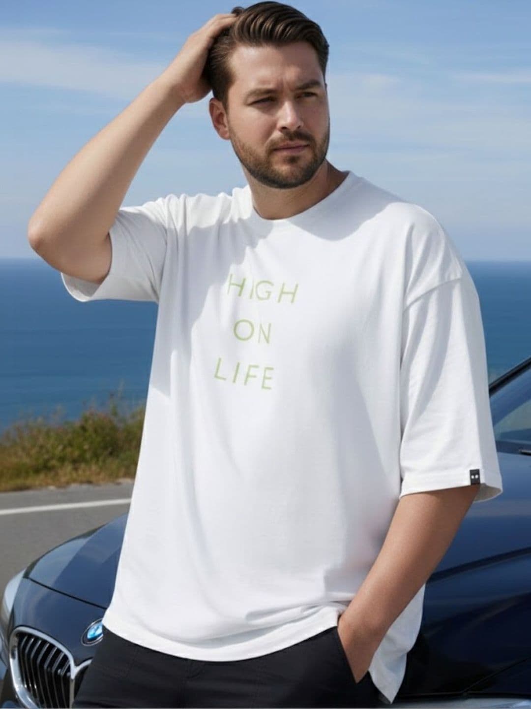 Sztori Men Typography Printed Drop-Shoulder Sleeves T-shirt thumbnail 4