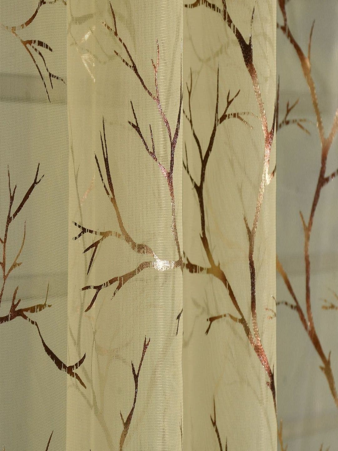 Aura Beige Set of 2 Sheer Long Door Curtain thumbnail 3