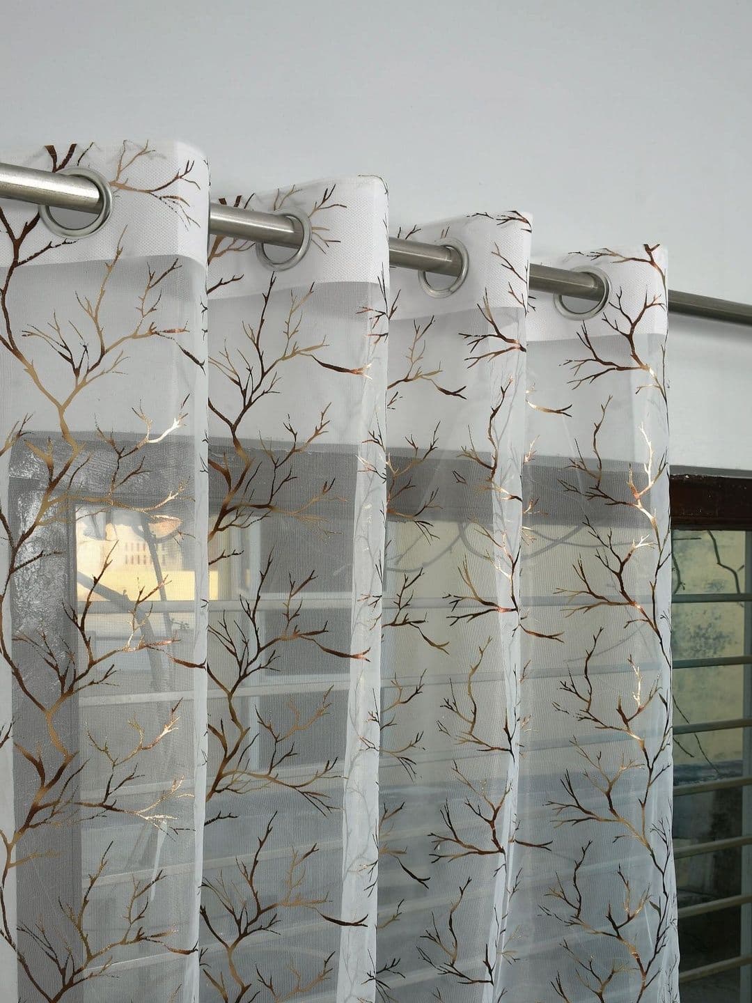 Aura White Set of 2 Sheer Long Door Curtain thumbnail 5