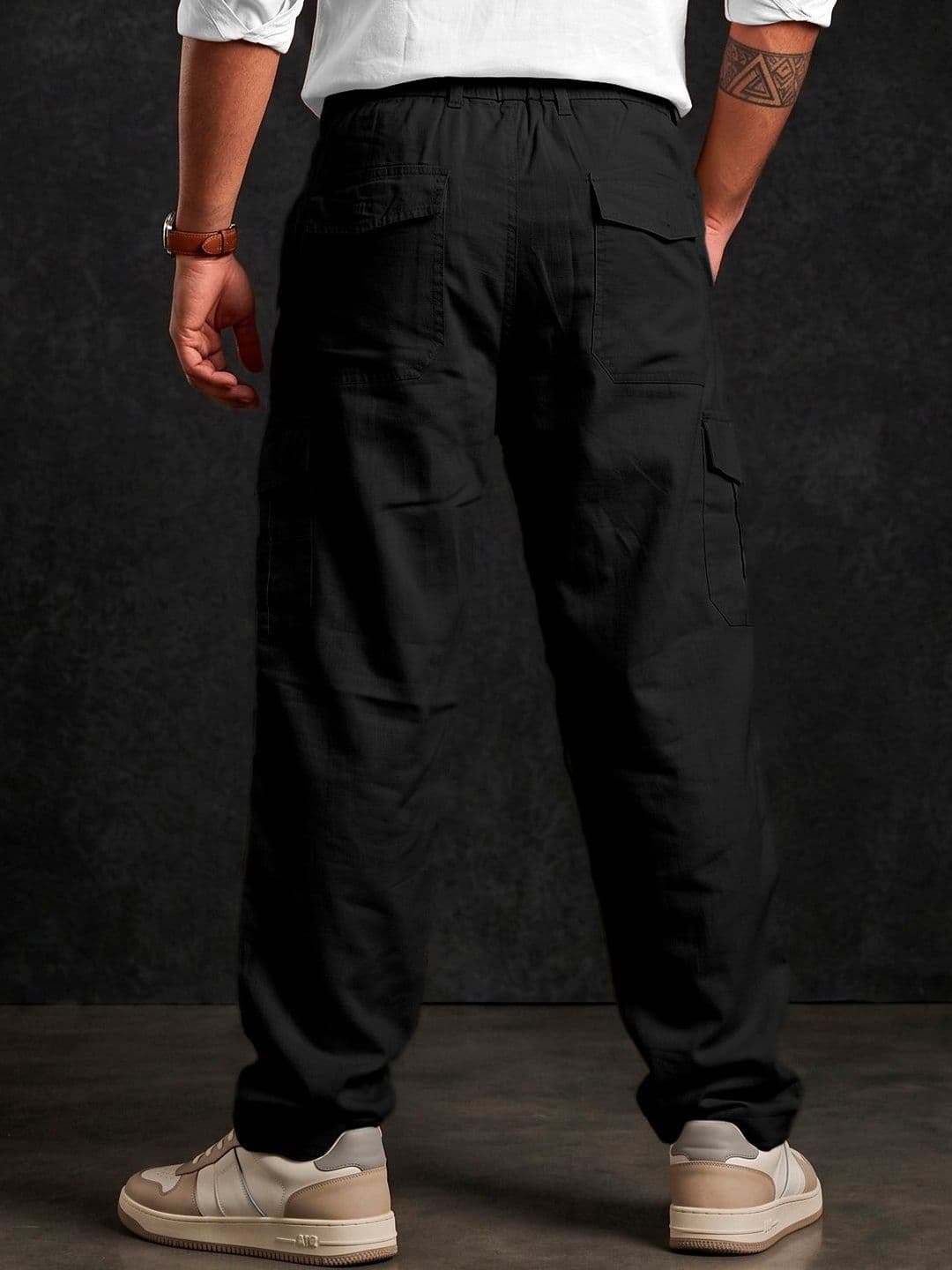 VOGAAN Men Relaxed Straight Fit Easy Wash Cargos Trousers thumbnail 4