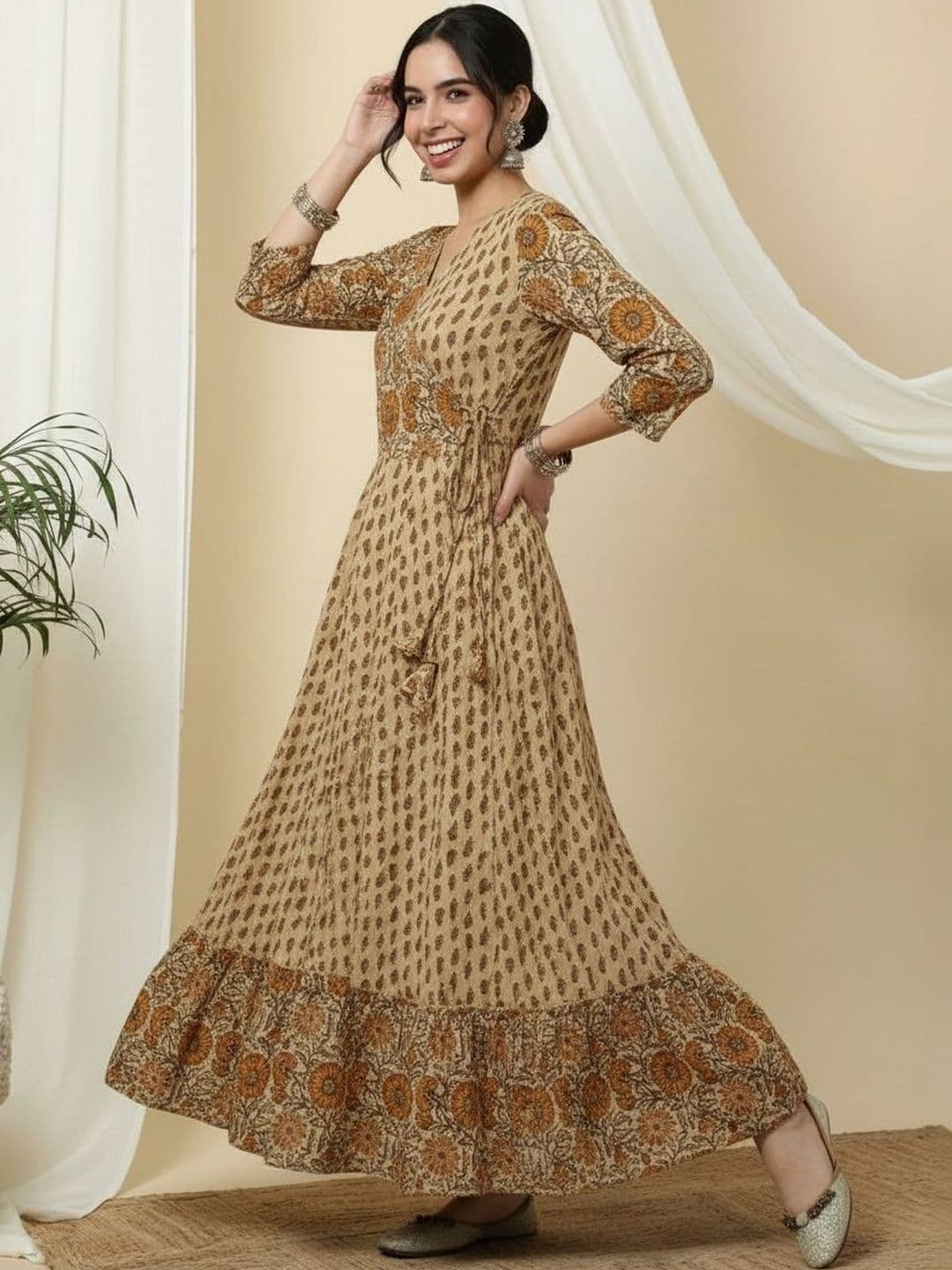 Sa Rasa Women Ethnic Motifs Printed Indie Prints Anarkali Kurta thumbnail 5