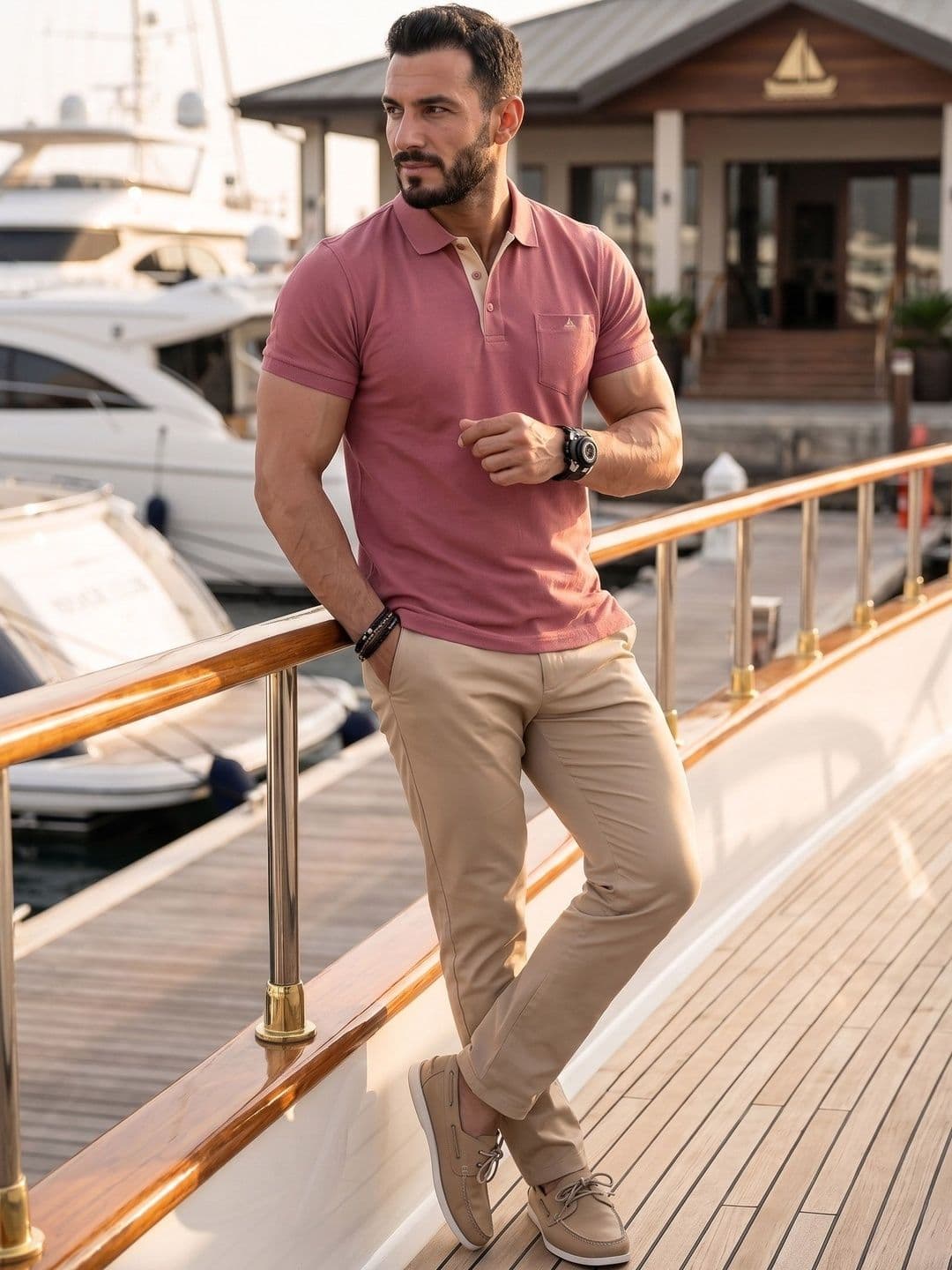 Utopium Men Brand Logo Polo Collar Pure Cotton Pockets T-shirt thumbnail 4