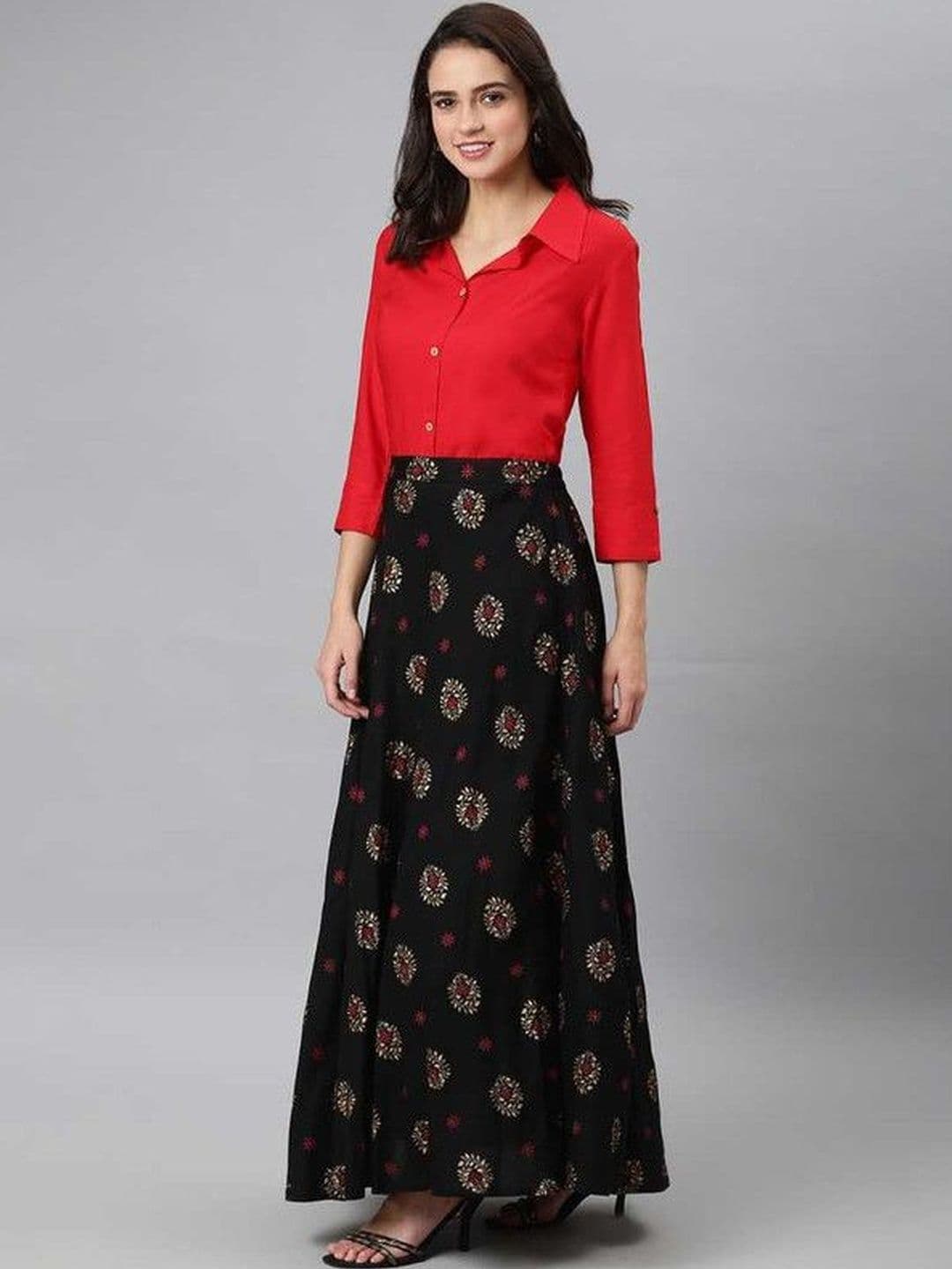 Yashwani Fashion Solid Shirt with Skirt thumbnail 5