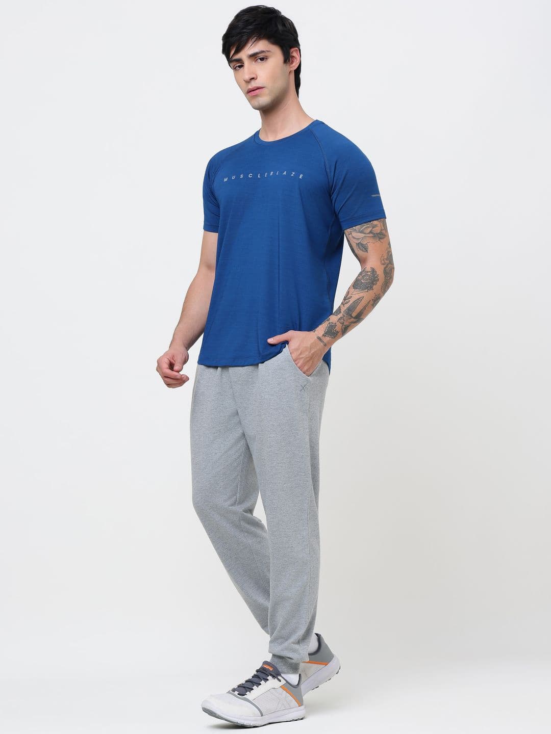 MuscleBlaze Active Round Neck T-Shirt for Men for Gym & Sports Teal Blue thumbnail 2
