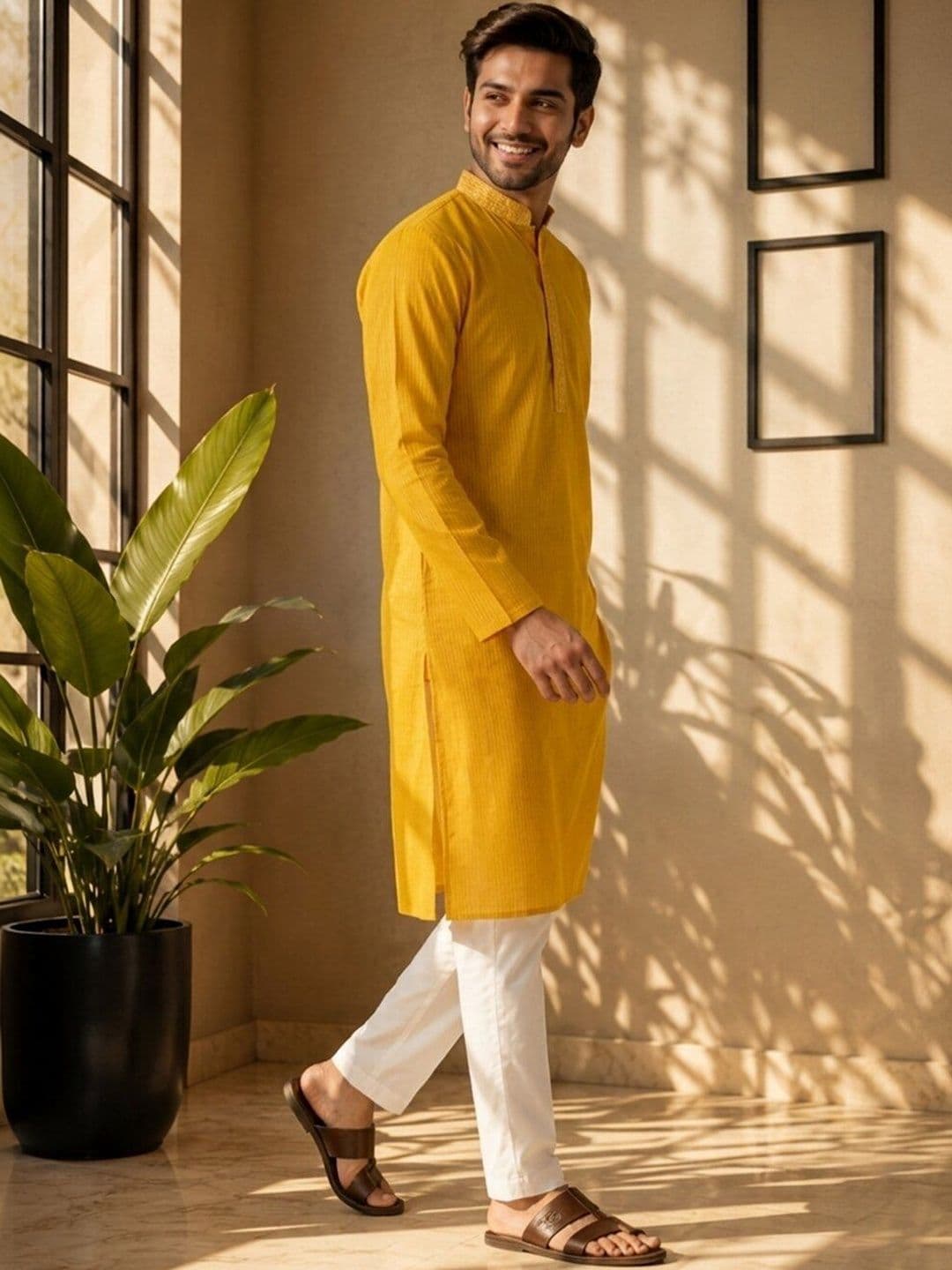 DEVOILER Men Striped Kurta thumbnail 4