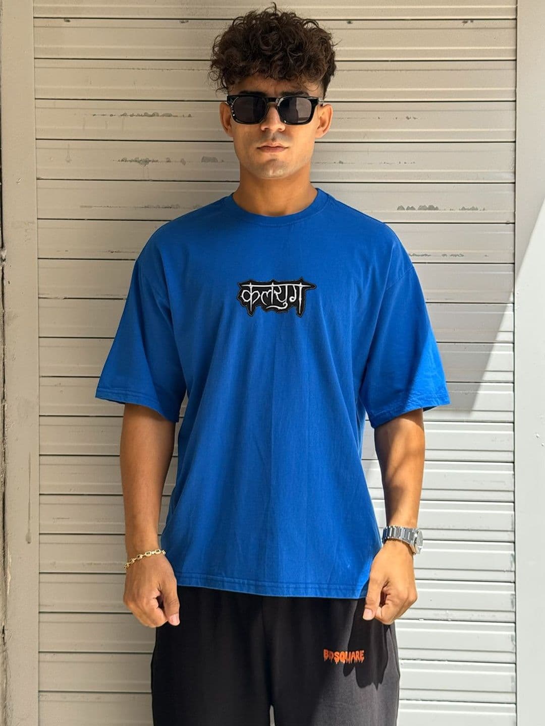 BDSQUARE Typography Printed Round Neck Cotton Oversized T-shirt thumbnail 2