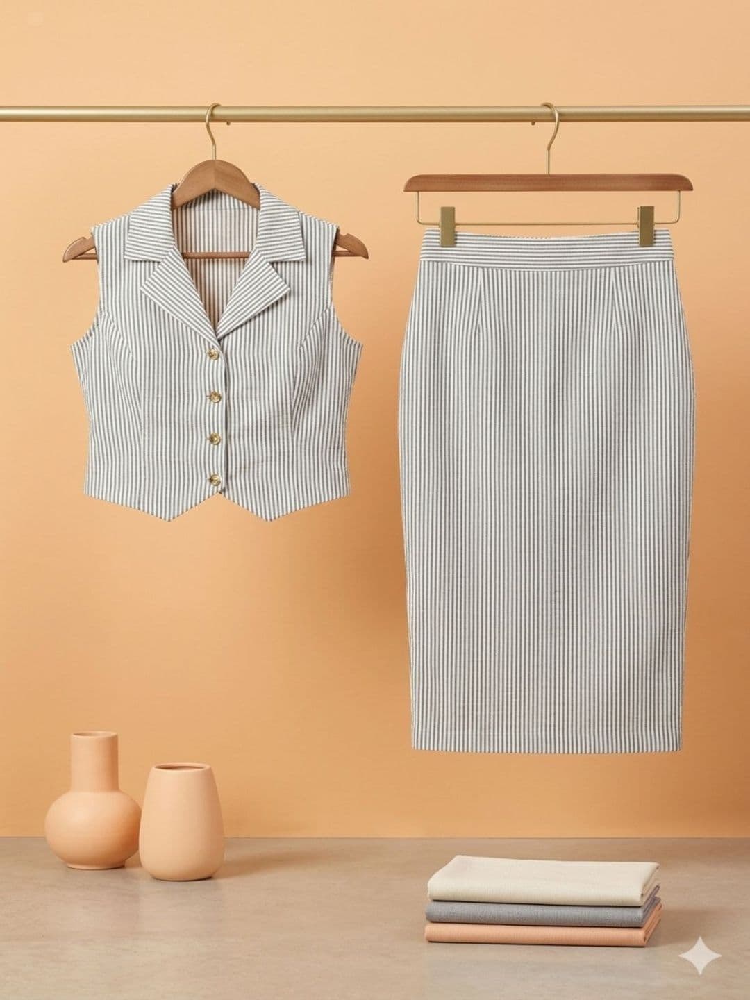 JAKANARY Striped Vest Top with Skirt thumbnail 4