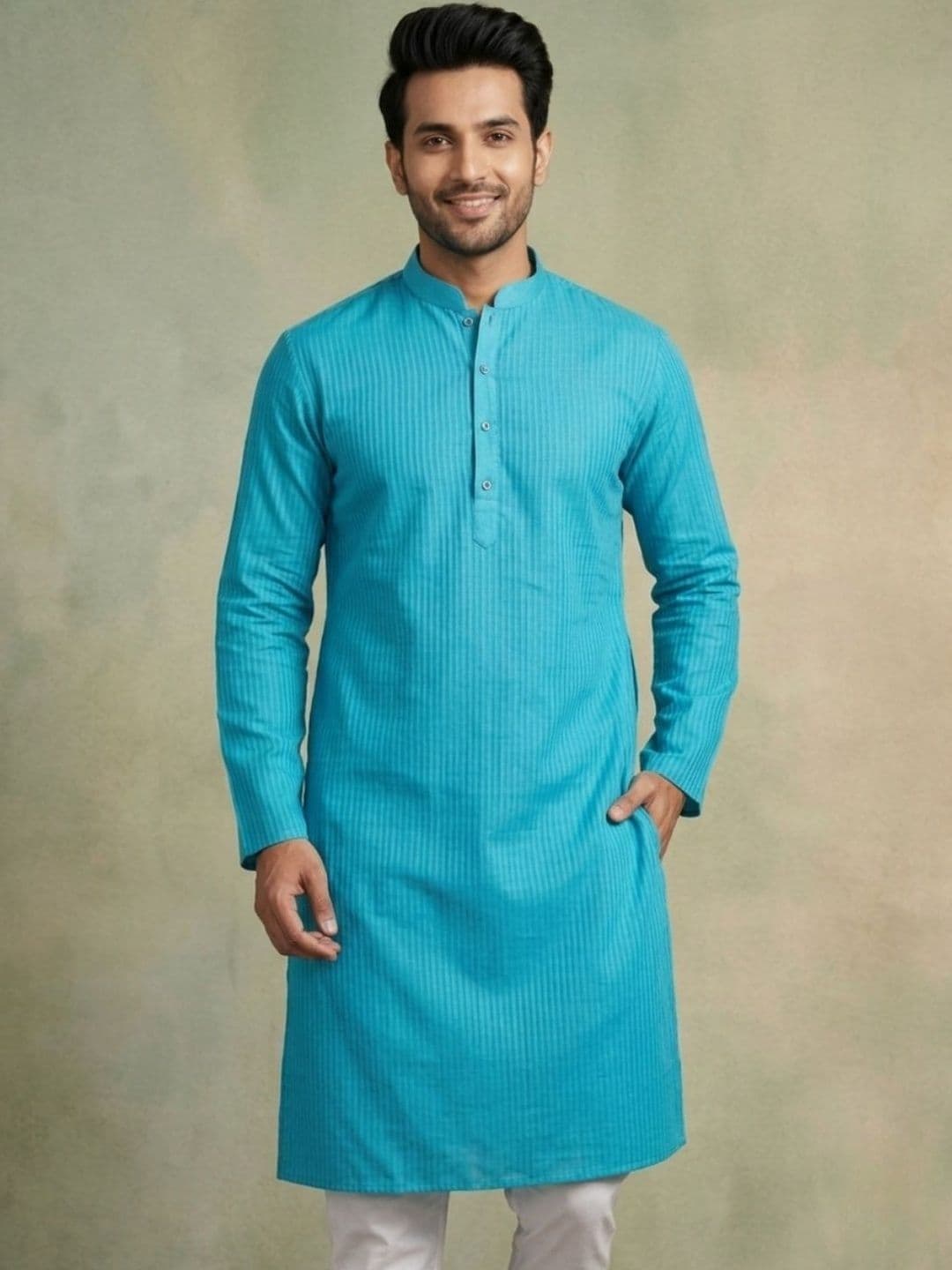 DEVOILER Men Striped Kurta thumbnail 2