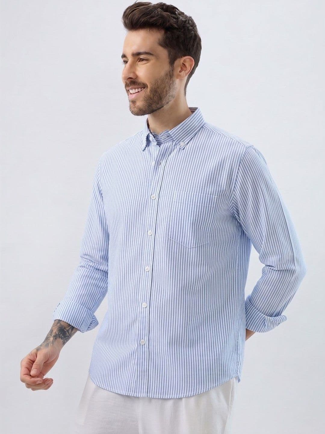 R.Code by The Roadster Life Co. Men Standard Striped Casual Shirt thumbnail 4