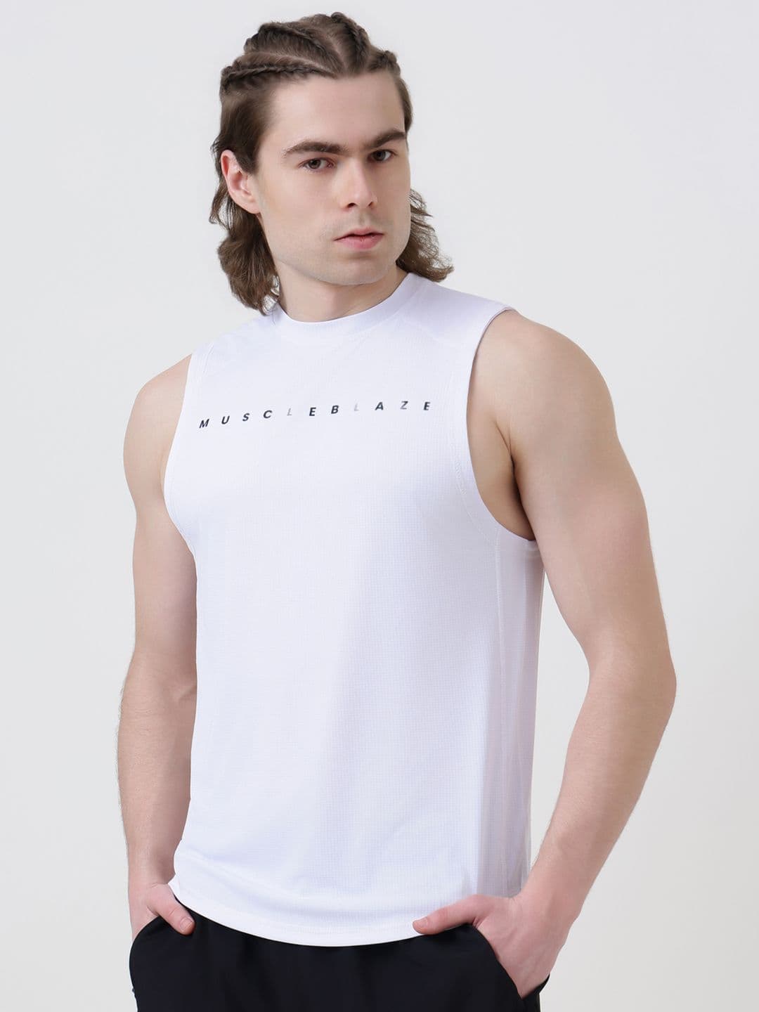 MuscleBlaze Unisex Brand Logo Printed Round Neck Slim T-shirt - view 1
