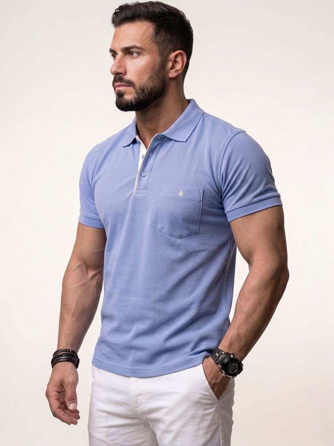 Utopium Men Polo Collar Pure Cotton Pockets T-shirt thumbnail 3