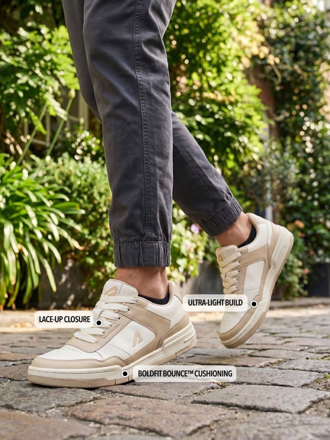 BOLDFIT Men White Turtledove Dripbloc Sneakers Shoes thumbnail 3