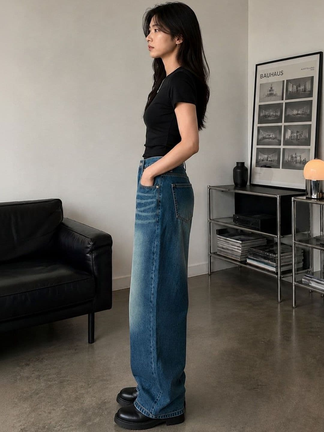 Line out line Women High-Rise Light Fade Cotton Jeans thumbnail 4