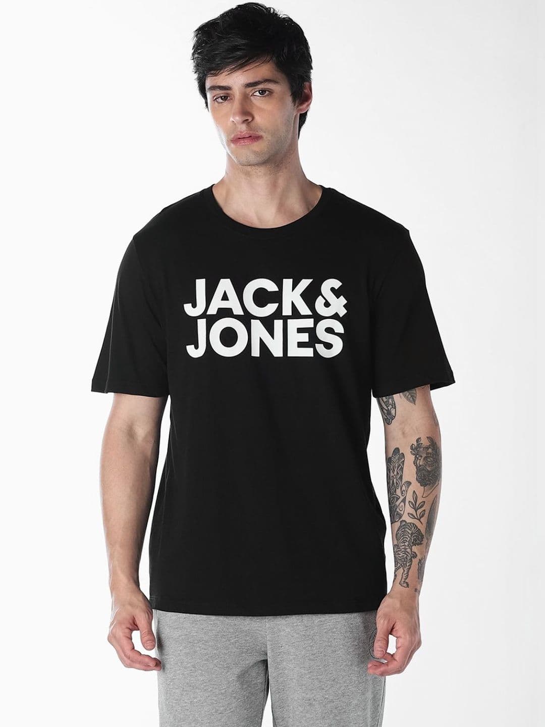Jack & Jones Men Brand Logo Printed Slim Fit T-shirt thumbnail 2