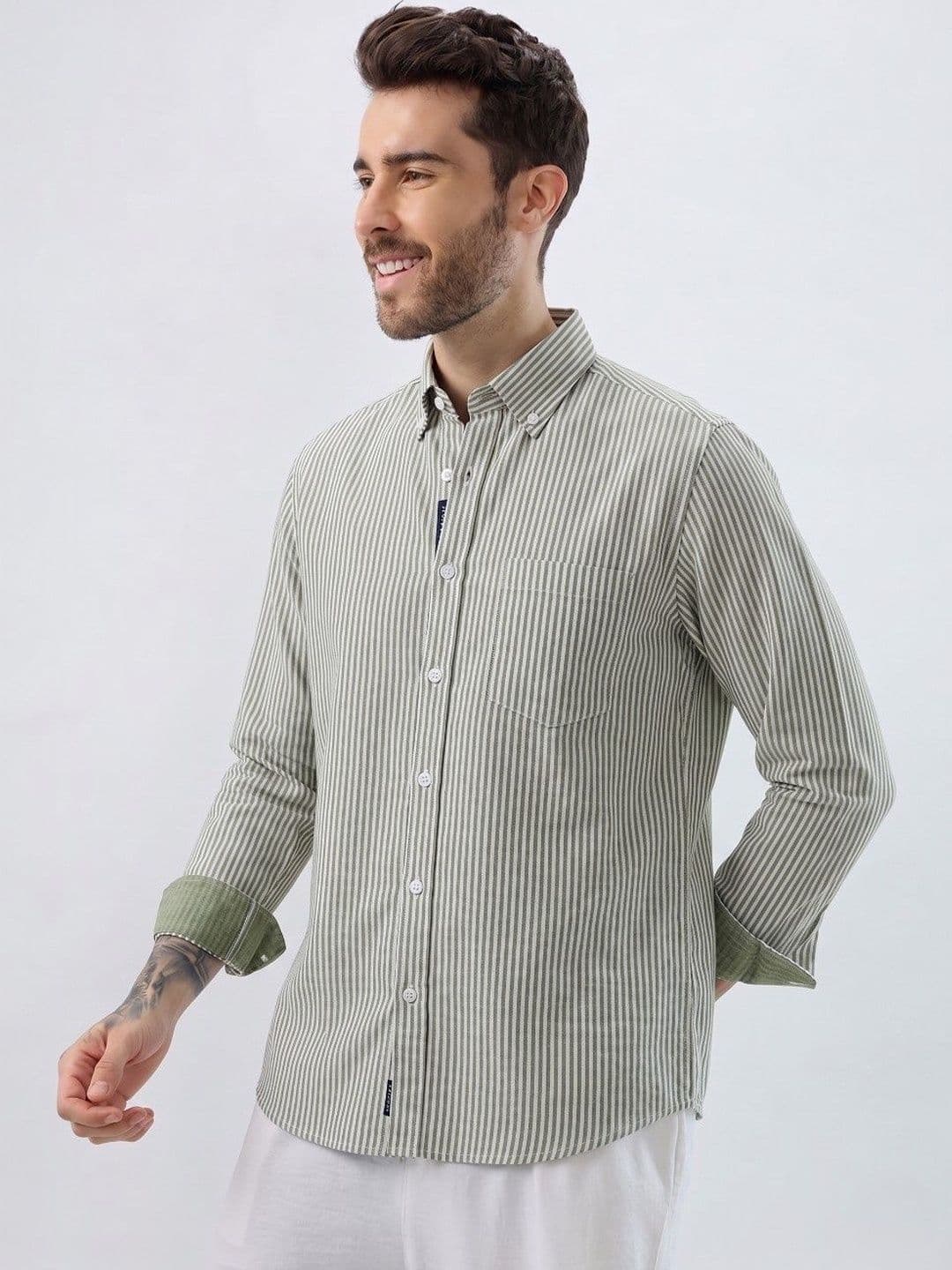 R.Code by The Roadster Life Co. Men Standard Striped Casual Shirt thumbnail 4