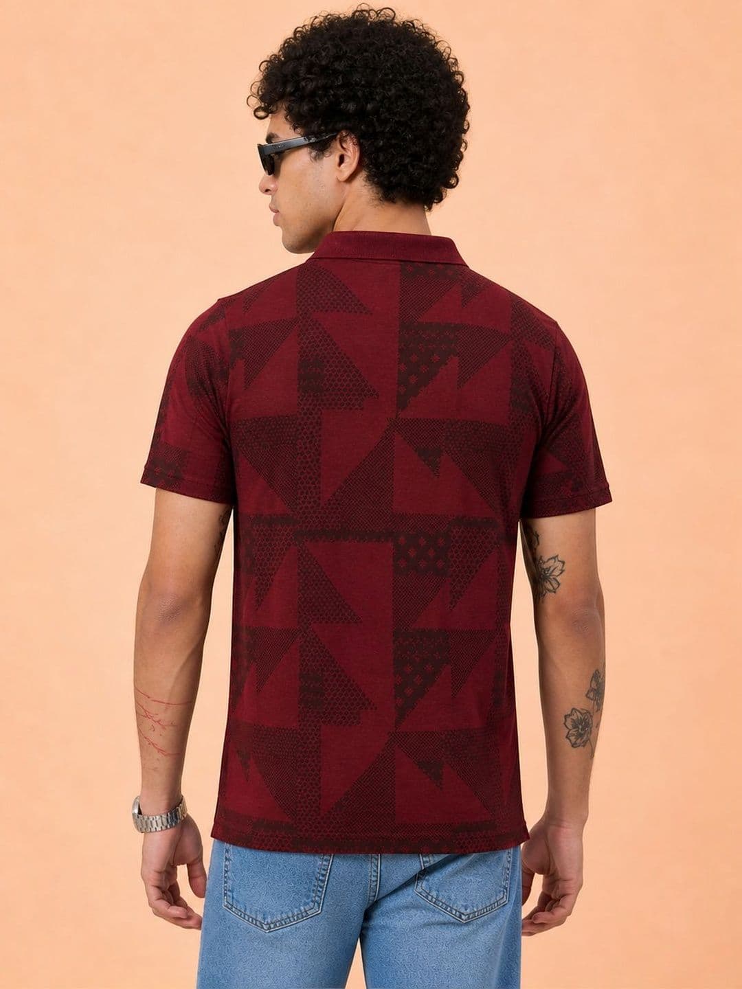 HERE&NOW Men Printed Polo Collar T-shirt thumbnail 2