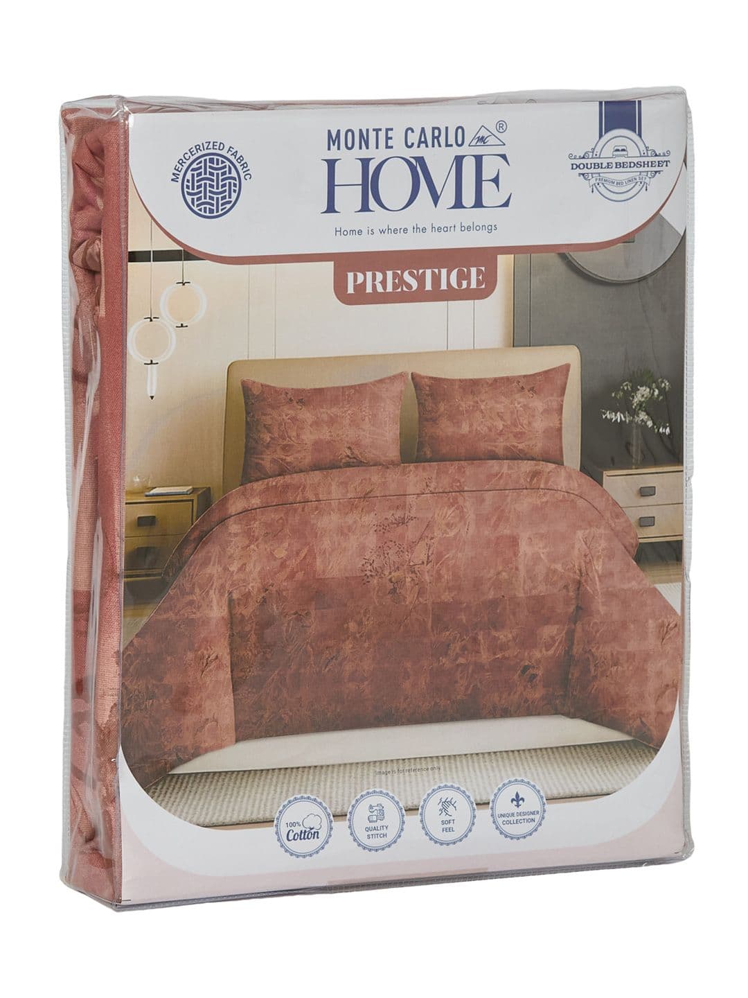 Monte Carlo Red & Purple 144 TC Bedsheet with 2 Pillow Covers thumbnail 7