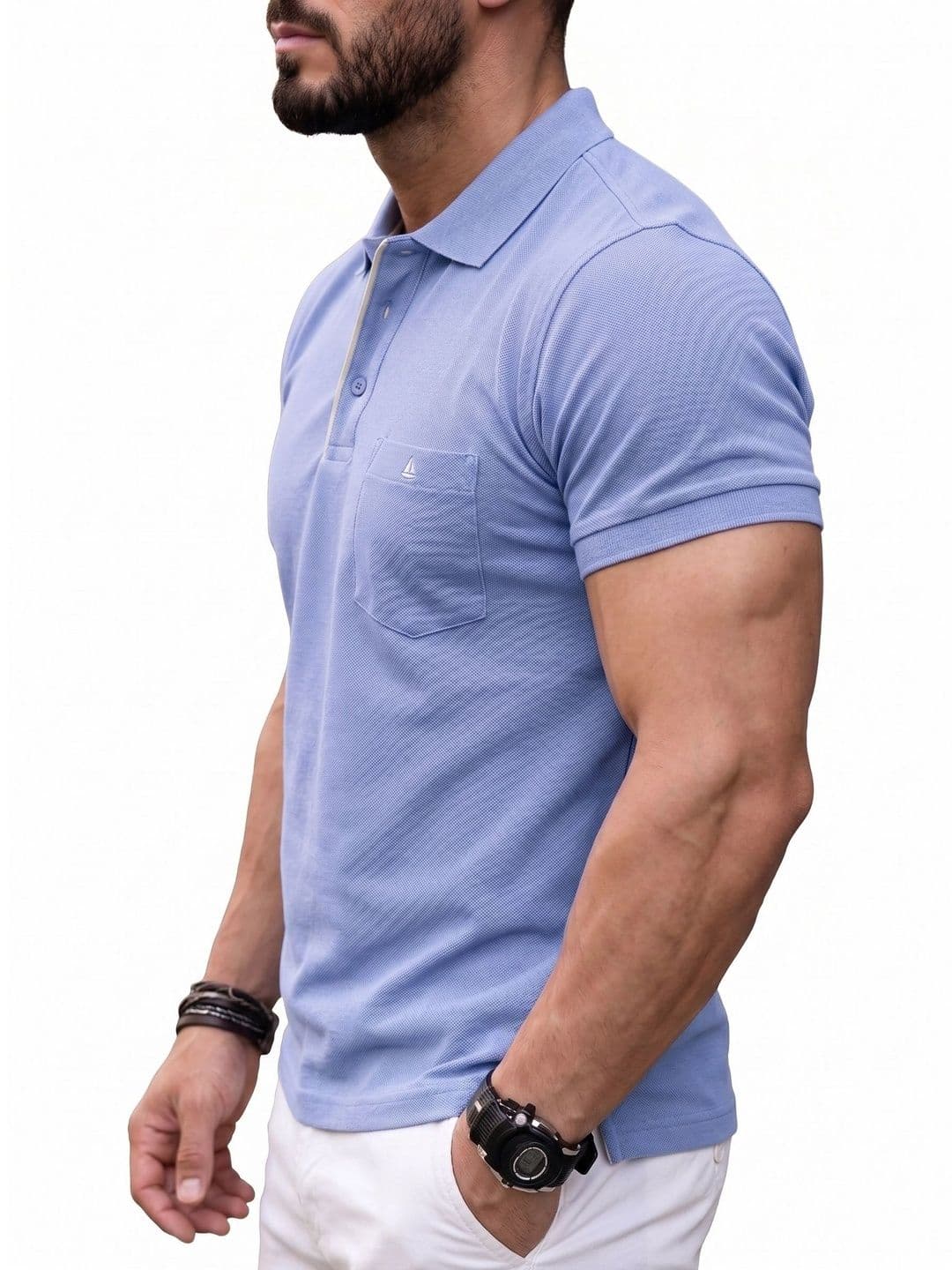 Utopium Men Polo Collar Pure Cotton Pockets T-shirt - view 1