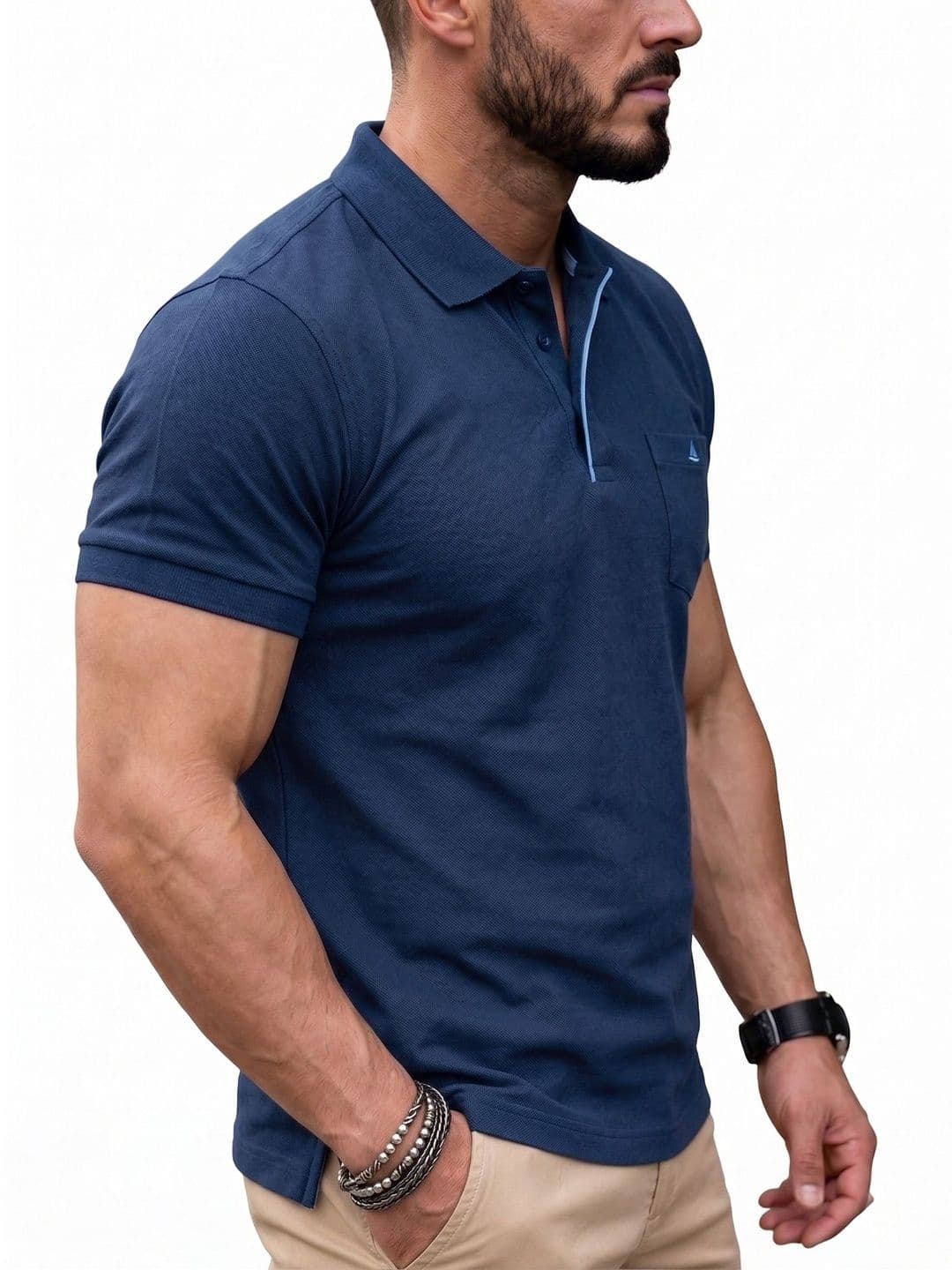 Utopium Men Polo Collar Pure Cotton Pockets T-shirt - view 1