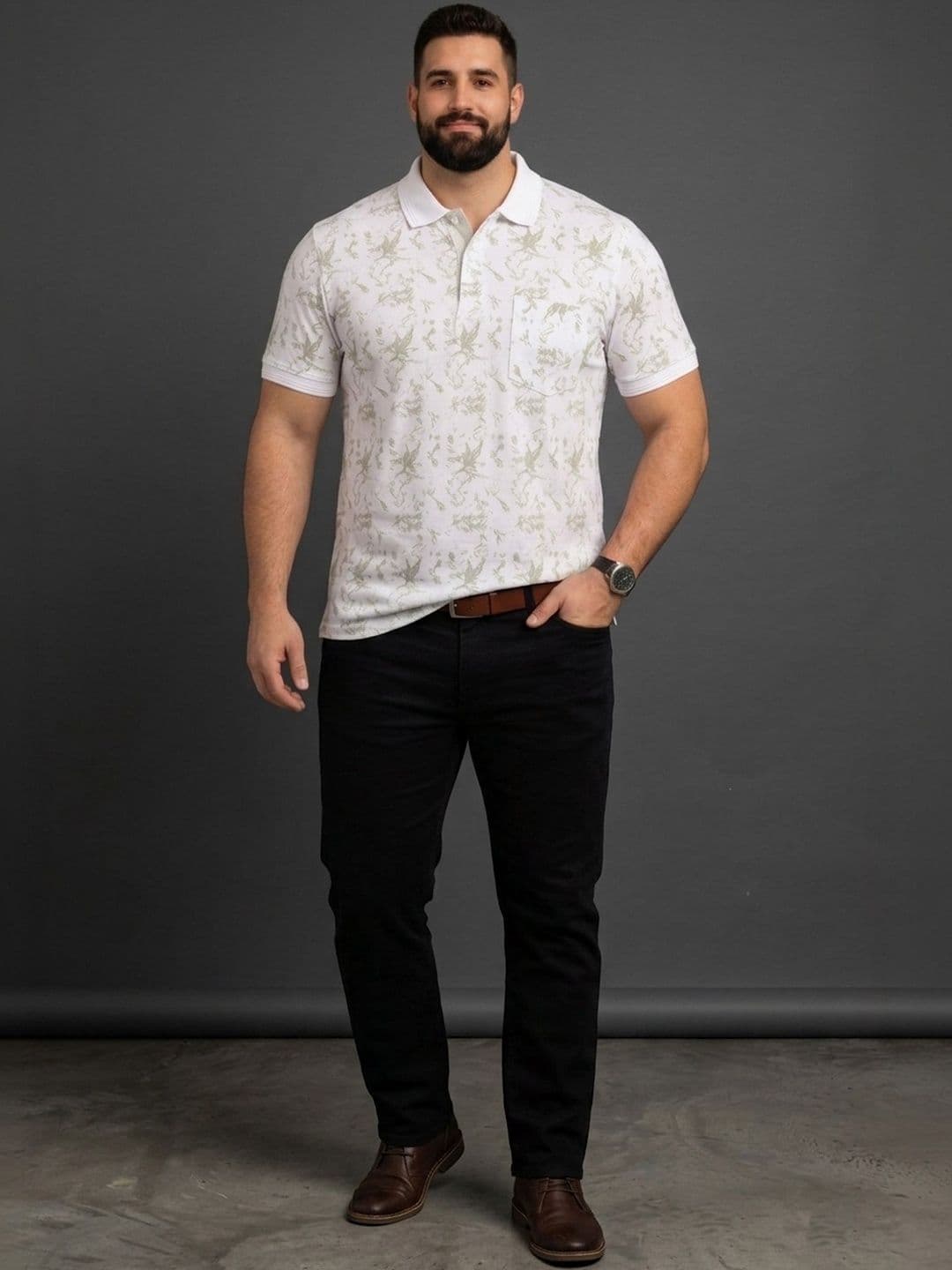 The Roadster Lifestyle Co Printed Polo Collar Tshirts thumbnail 3
