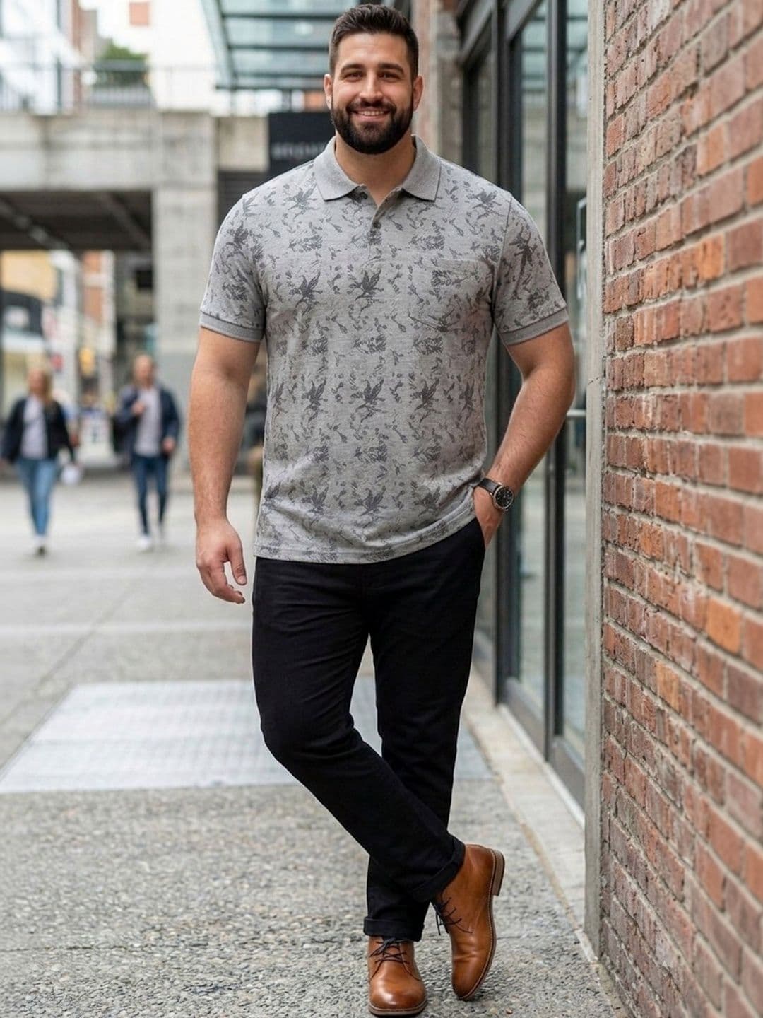 Mast & Harbour Men Printed Polo Collar Pockets T-shirt thumbnail 2