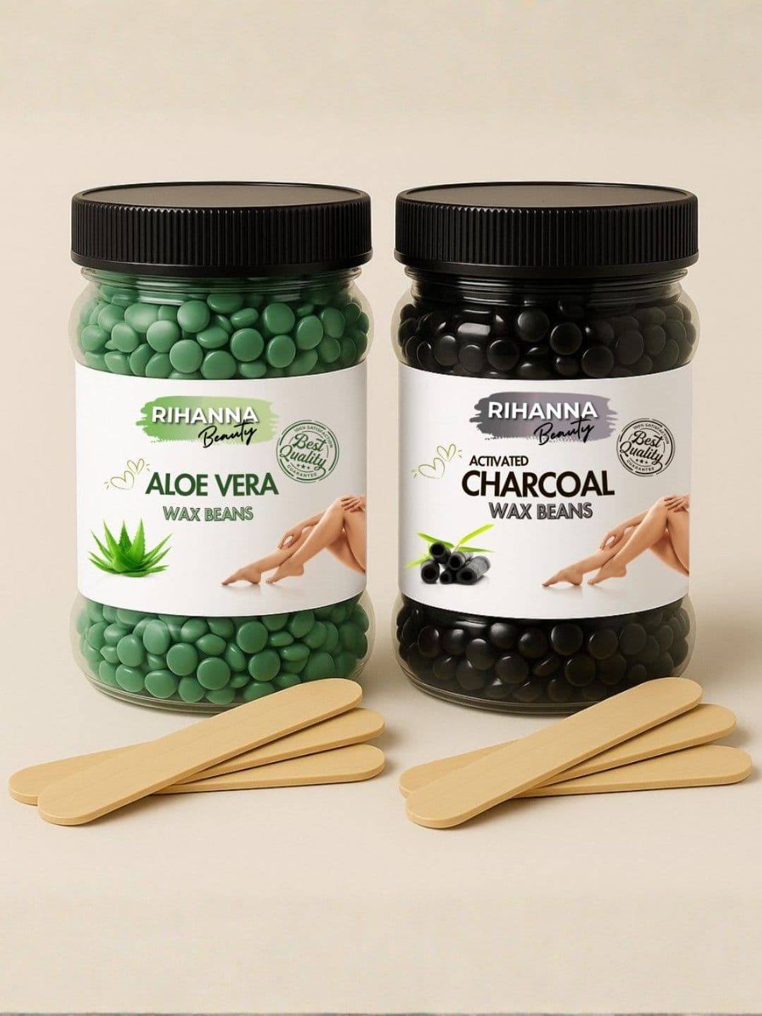 RIHANNA BEAUTY Set Of 2 Aloe Vera & Charcoal Hard Wax Beans - 150 g Each - view 1