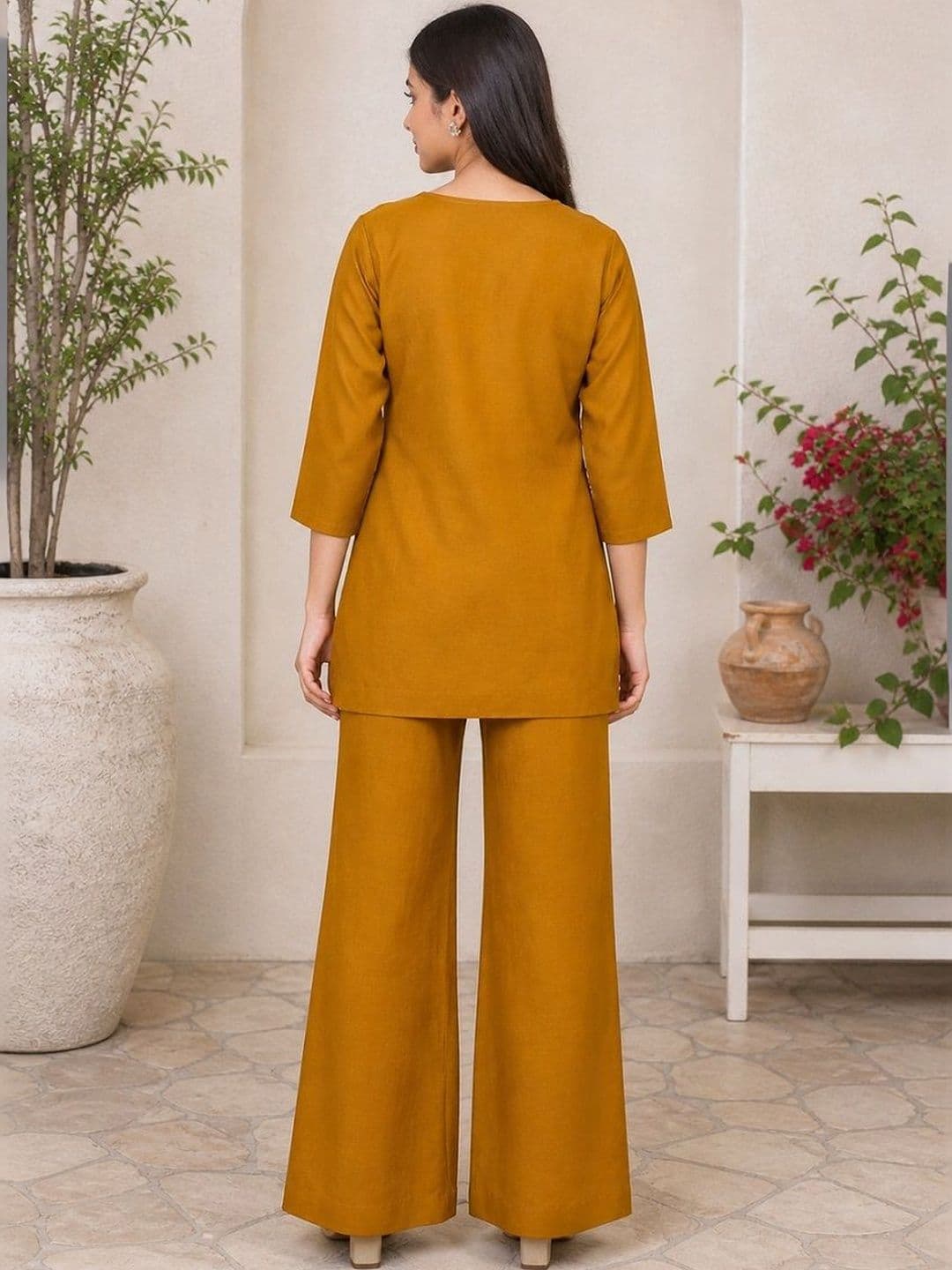 KALINI Embroidered Tunic with Palazzos thumbnail 2