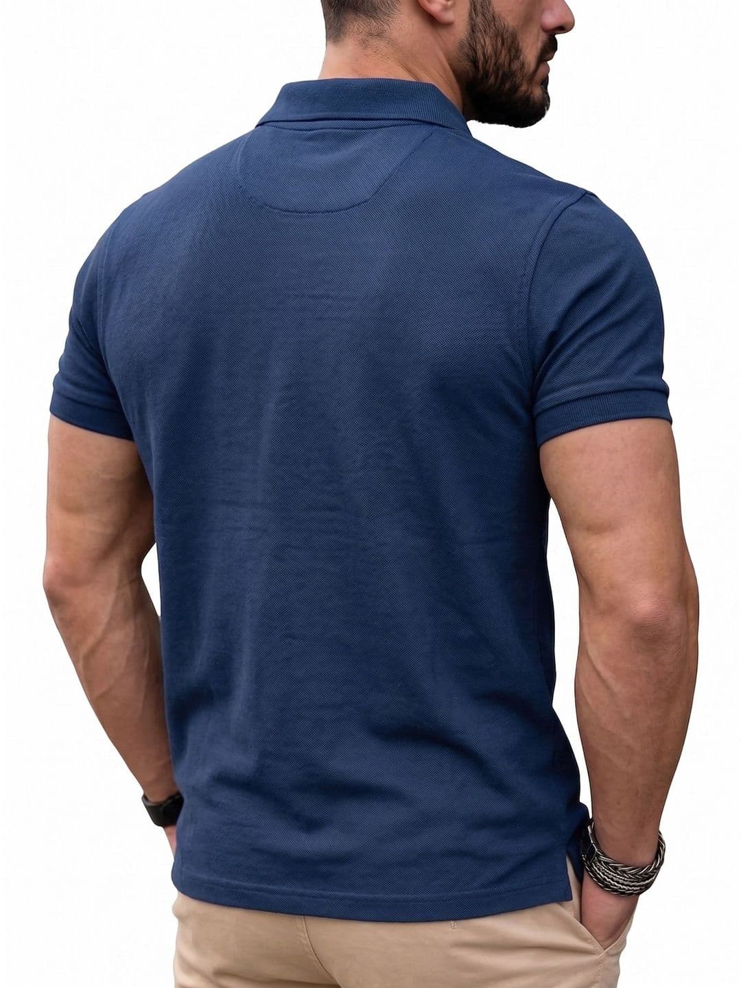 Utopium Men Polo Collar Pure Cotton Pockets T-shirt thumbnail 4