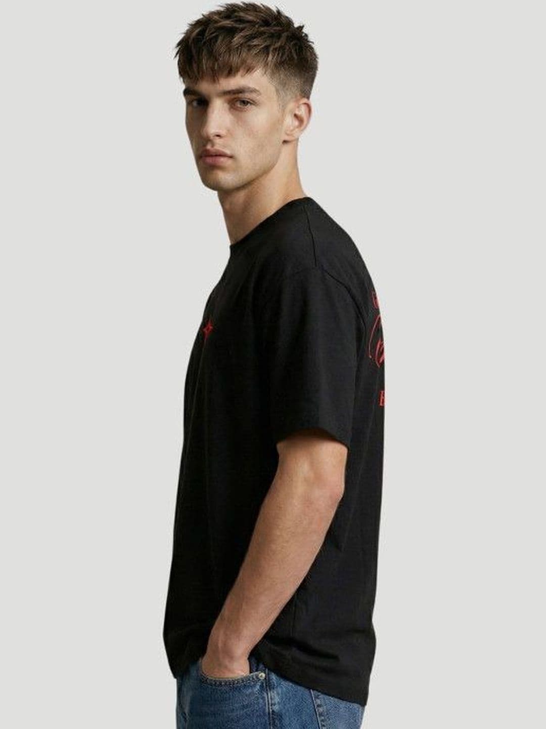 High Star Men Printed Round Neck Oversized T-shirt thumbnail 5