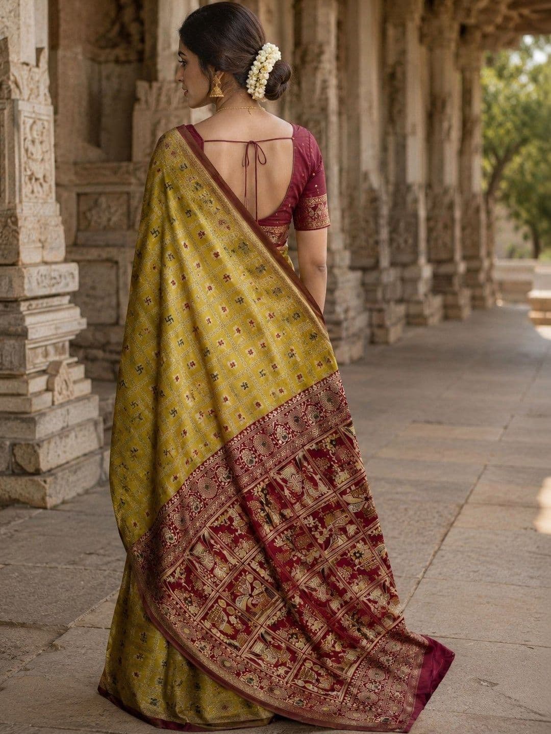 KAILASA Ethnic Motifs Zari Art Silk Handloom Kanjeevaram Saree thumbnail 5