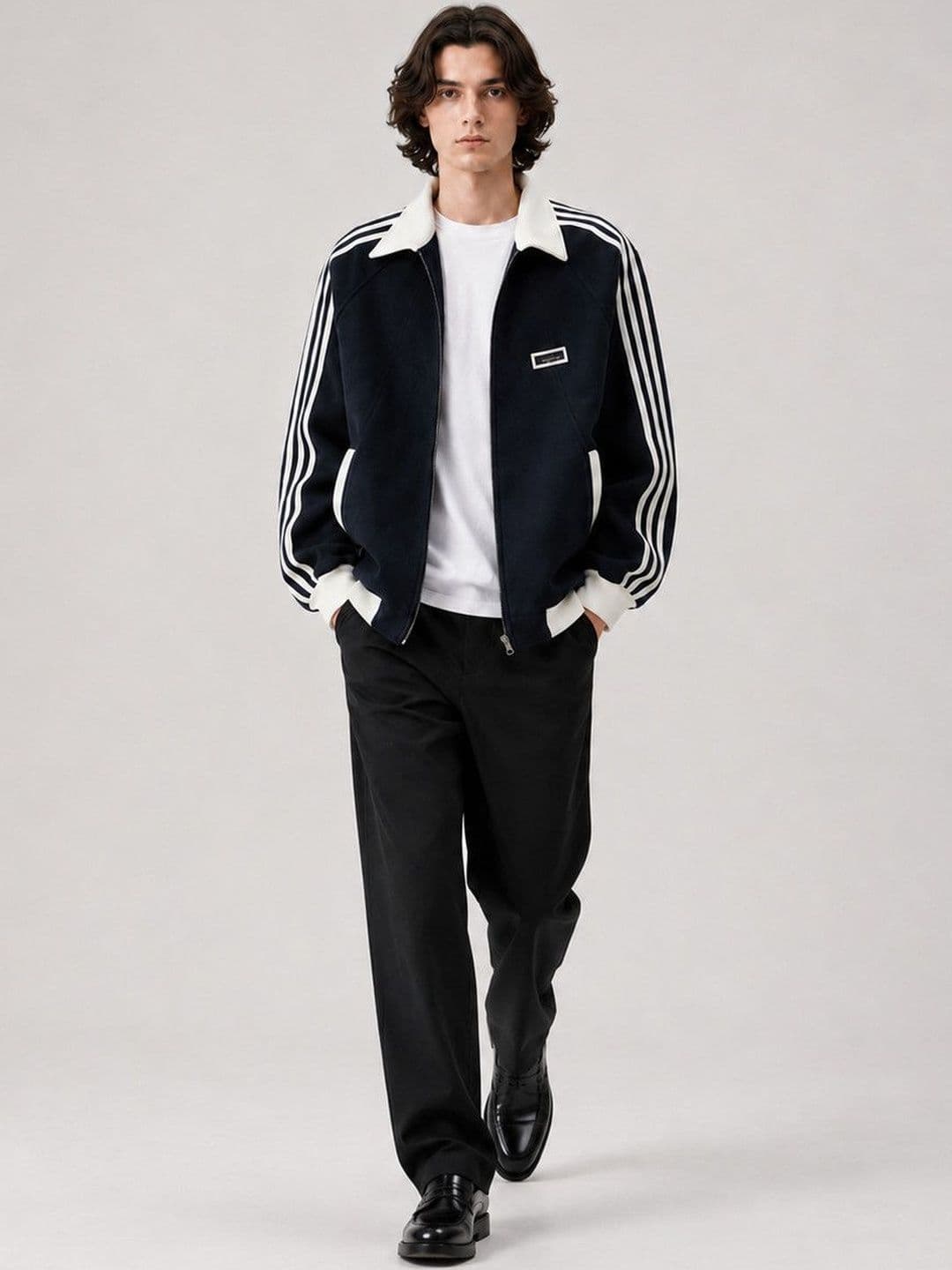 Suo Men Striped Sporty Jacket thumbnail 3