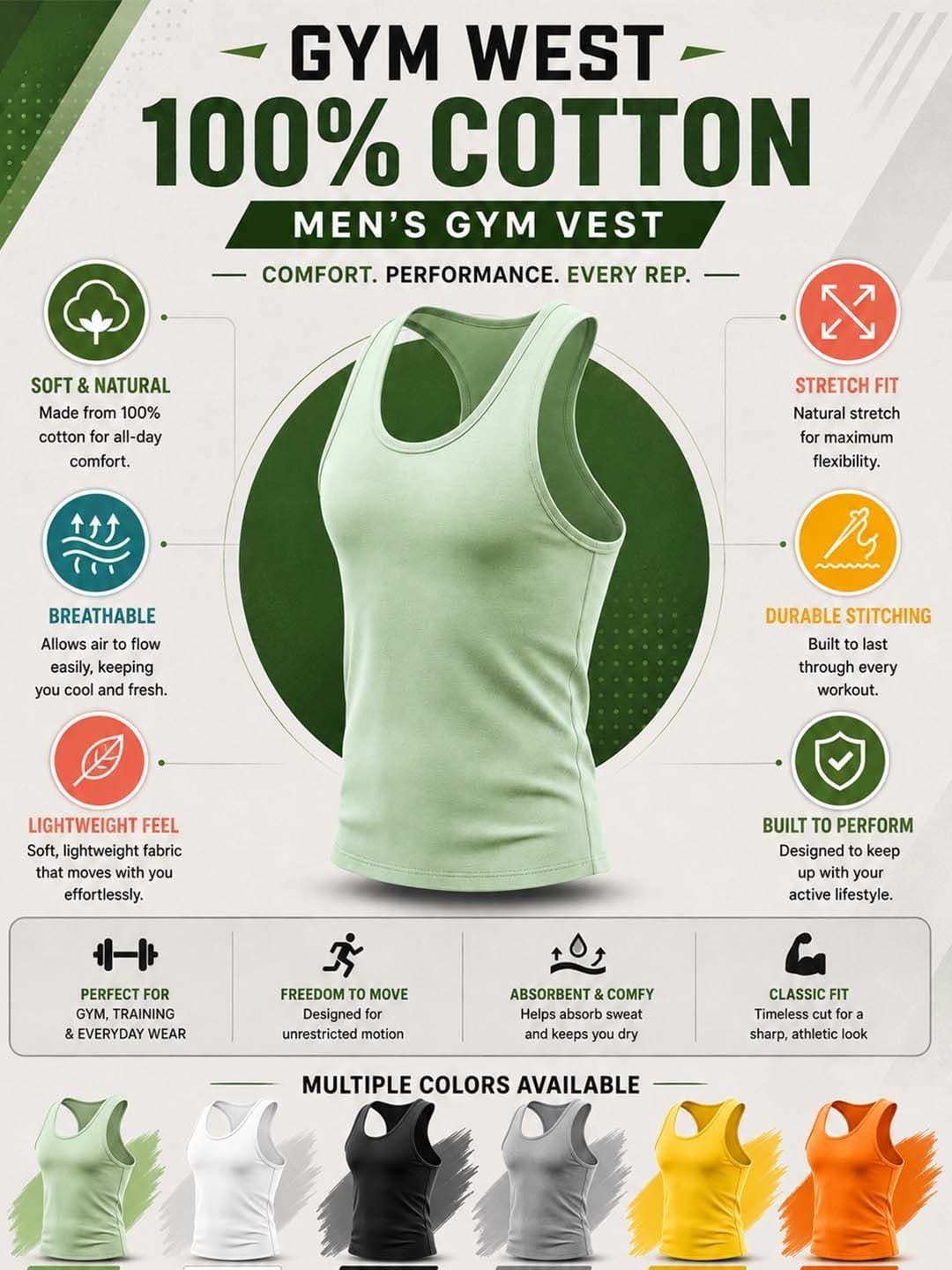 Friskers Cotton Gym Vest thumbnail 2