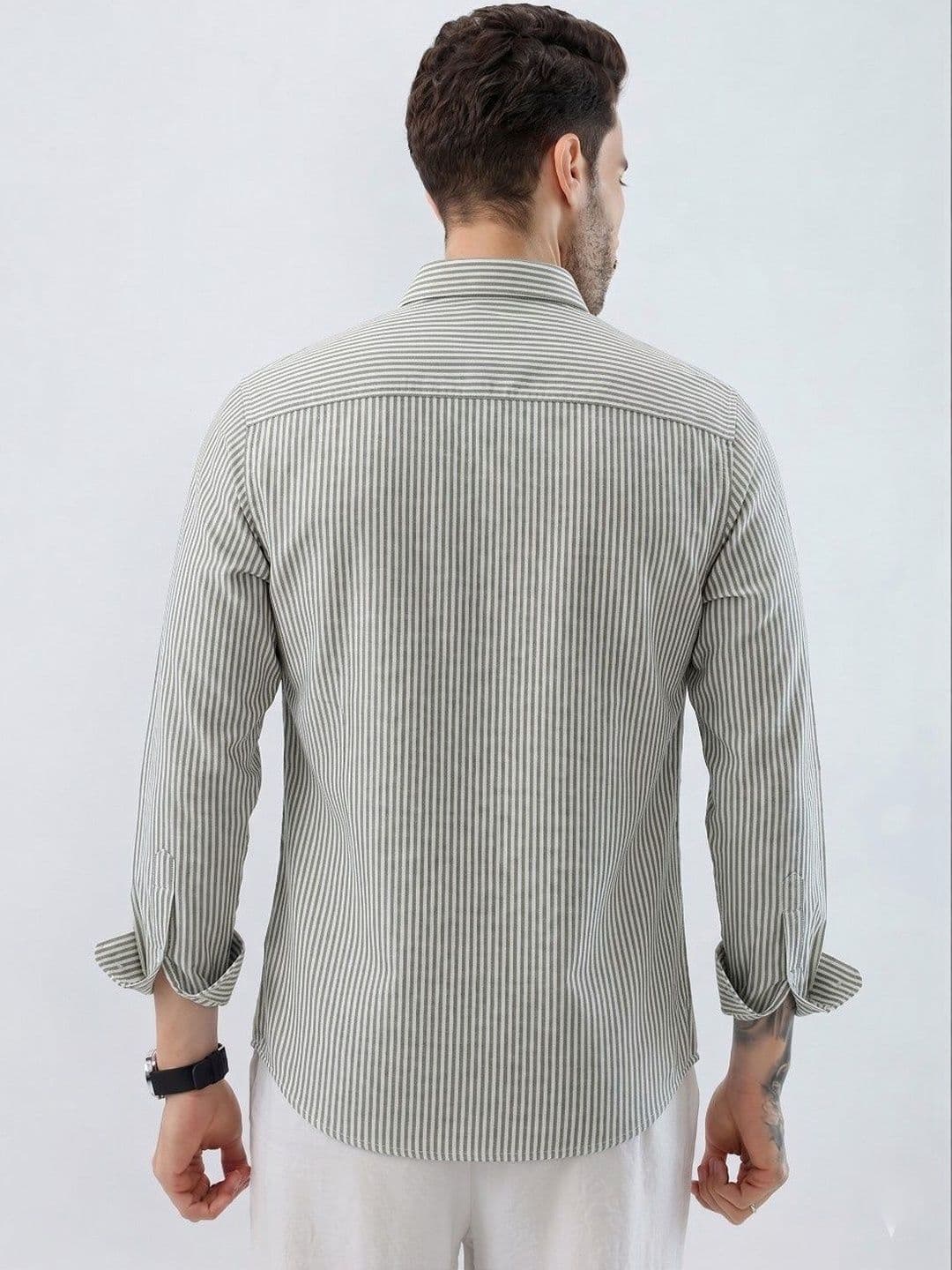 R.Code by The Roadster Life Co. Men Standard Striped Casual Shirt thumbnail 5